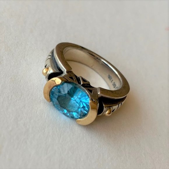 John Atencio Jewelry - John Atencio Blue Topaz Sterling Silver 18K Ring